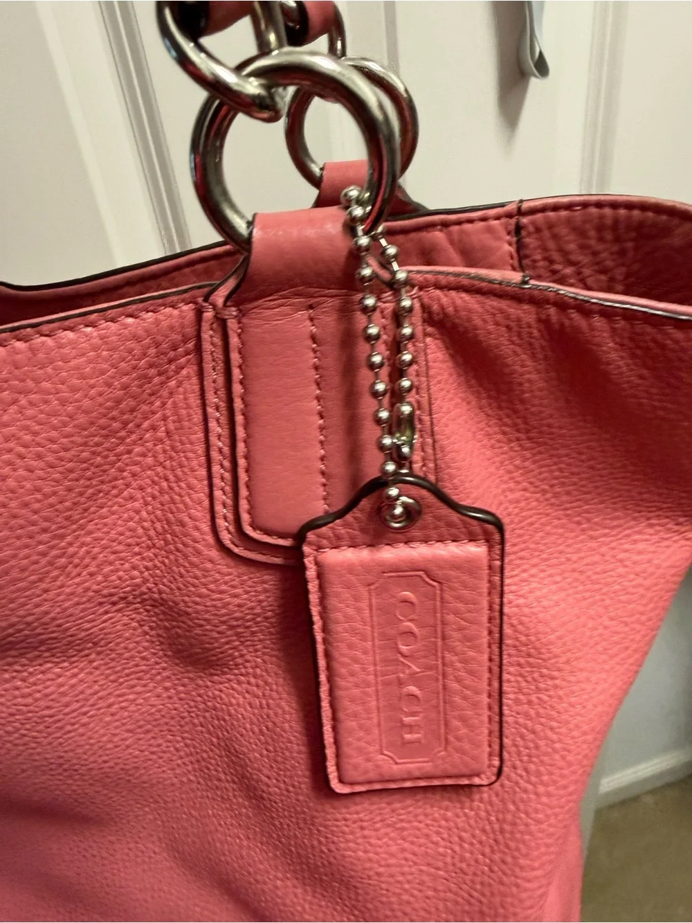 Vintage Coach Leather Pink Tote shoulder Bag